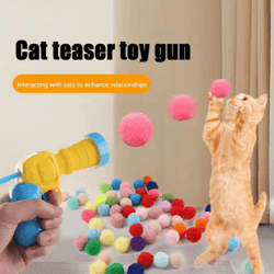 interactive cat launch toy – mini shooting launcher with plush ball for kitten training