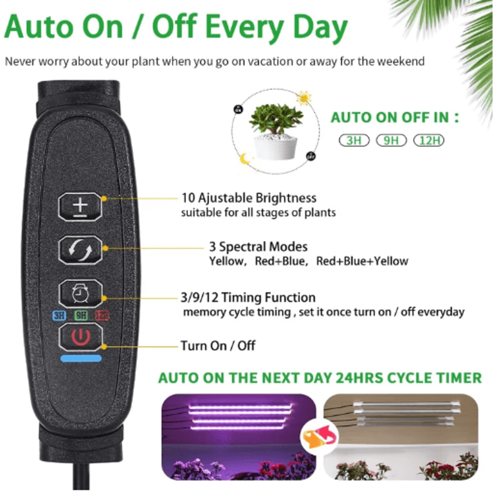 3Color Full Spectrum LED Grow Light With Timer USB Dimmable Phyto Lamp 8