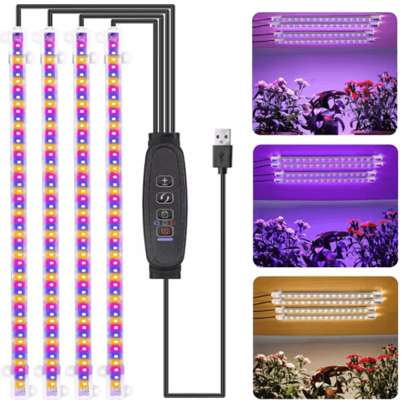 3Color Full Spectrum LED Grow Light With Timer USB Dimmable Phyto Lamp 0