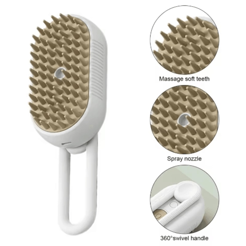 3in1 Electric Pet Steam Brush Spray Massage Grooming Comb For Cats Dogs 10