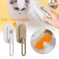 3-in-1 electric pet steam brush – spray, massage & grooming comb for cats & dogs