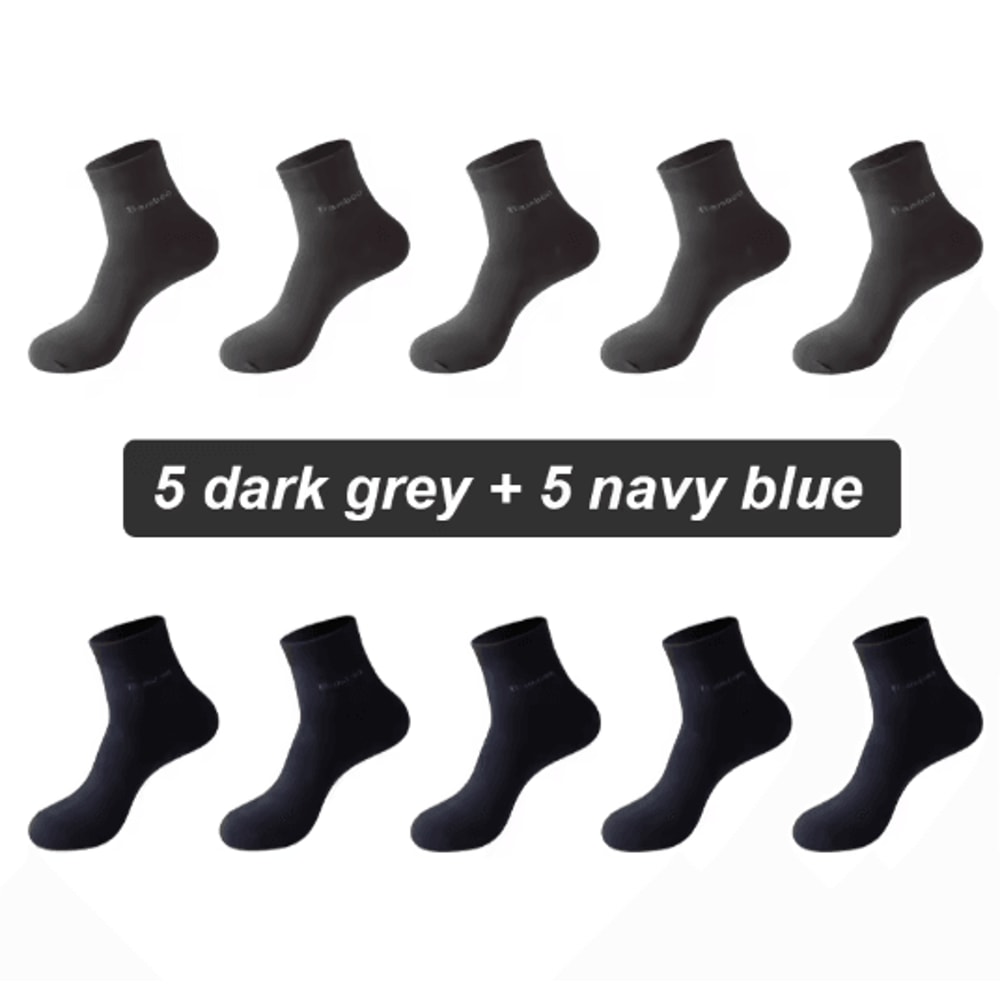 Mens Bamboo Fiber Socks 10 Pair Breathable Antibacterial Casual And Business Set EU 38 46 1