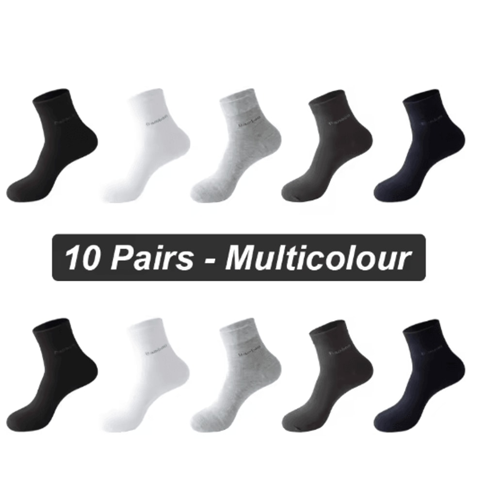 Mens Bamboo Fiber Socks 10 Pair Breathable Antibacterial Casual And Business Set EU 38 46 12
