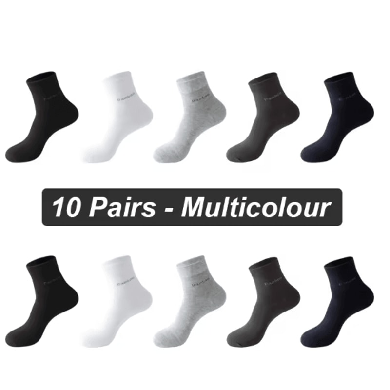 Mens Bamboo Fiber Socks 10 Pair Breathable Antibacterial Casual And Business Set EU 38 46 12