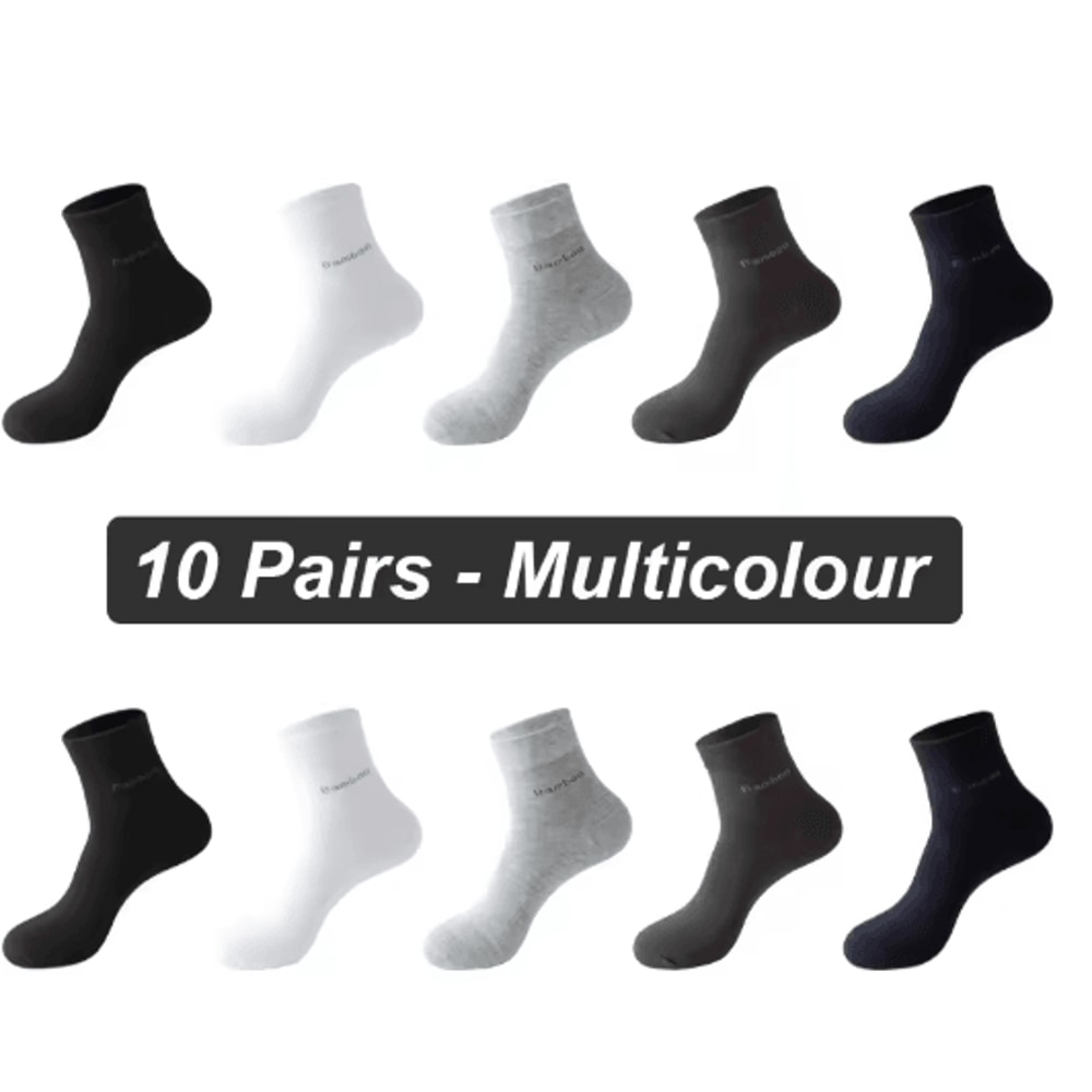 Mens Bamboo Fiber Socks 10 Pair Breathable Antibacterial Casual And Business Set EU 38 46 13