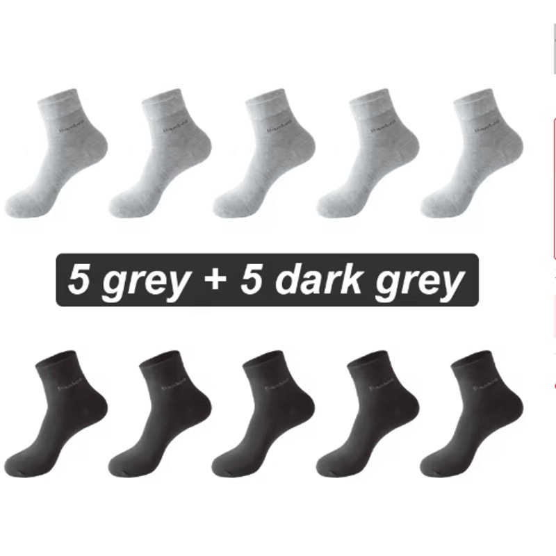 Mens Bamboo Fiber Socks 10 Pair Breathable Antibacterial Casual And Business Set EU 38 46 3