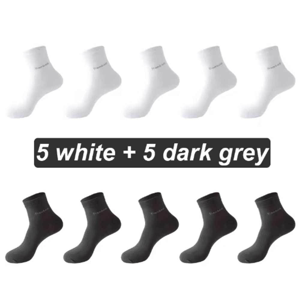 Mens Bamboo Fiber Socks 10 Pair Breathable Antibacterial Casual And Business Set EU 38 46 5