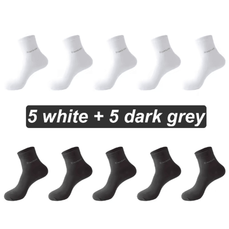 Mens Bamboo Fiber Socks 10 Pair Breathable Antibacterial Casual And Business Set EU 38 46 5