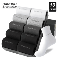 mens bamboo fiber socks 10 pair breathable antibacterial casual and business set eu 38 46