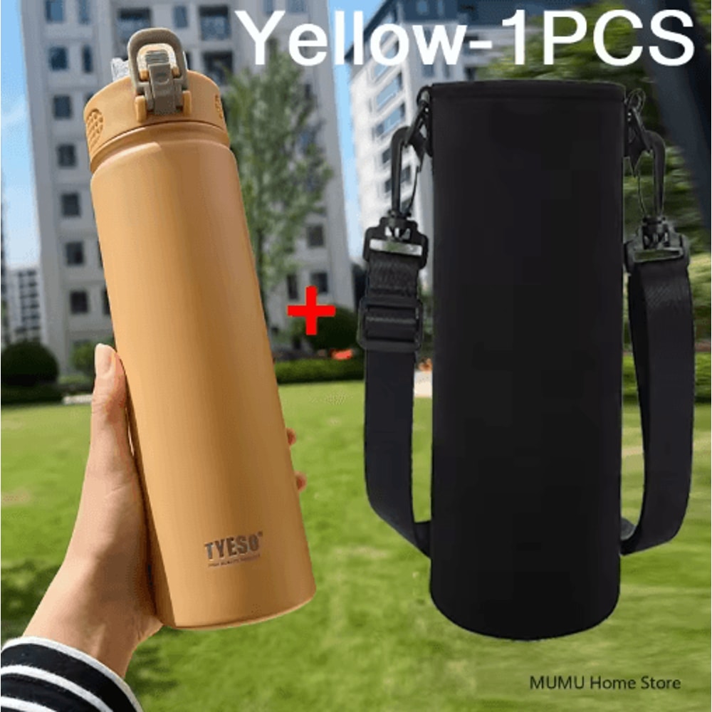 TYESO Stainless Steel Thermos Bottle With Straw 600ml 750ml Thermal Mug 1