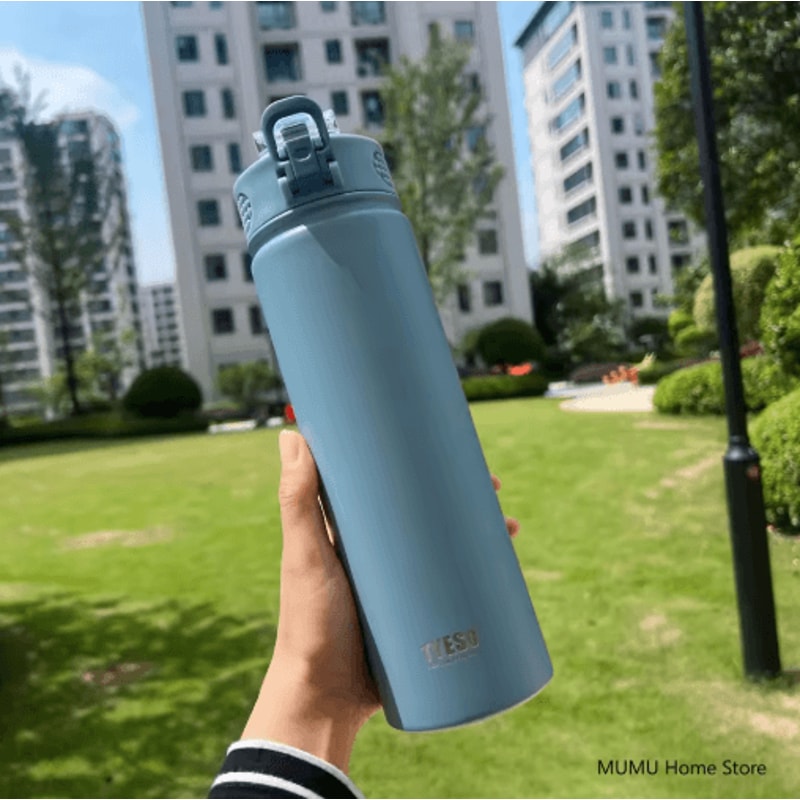 TYESO Stainless Steel Thermos Bottle With Straw 600ml 750ml Thermal Mug 13