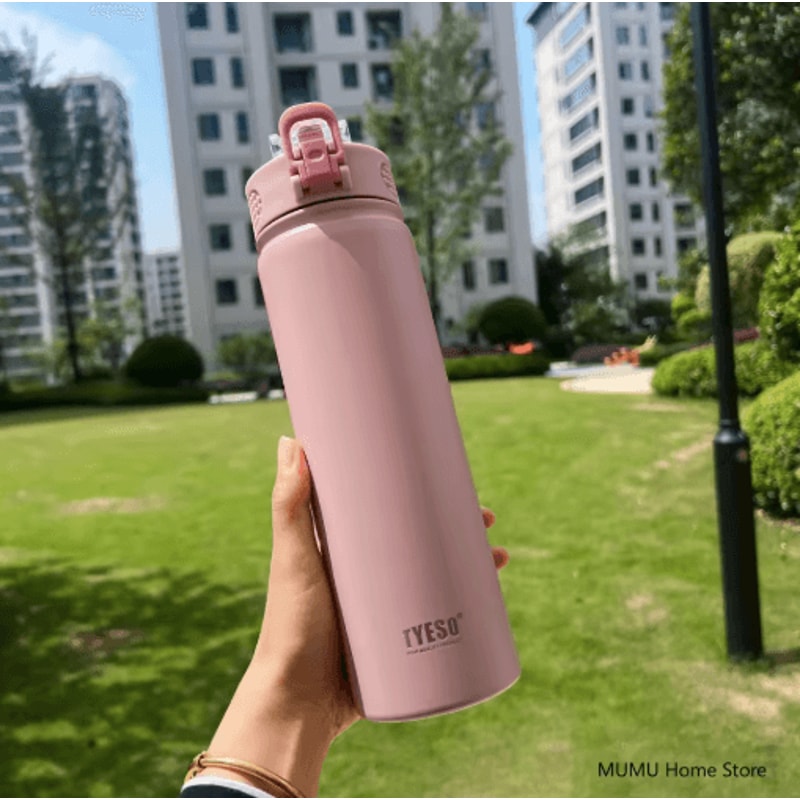 TYESO Stainless Steel Thermos Bottle With Straw 600ml 750ml Thermal Mug 16