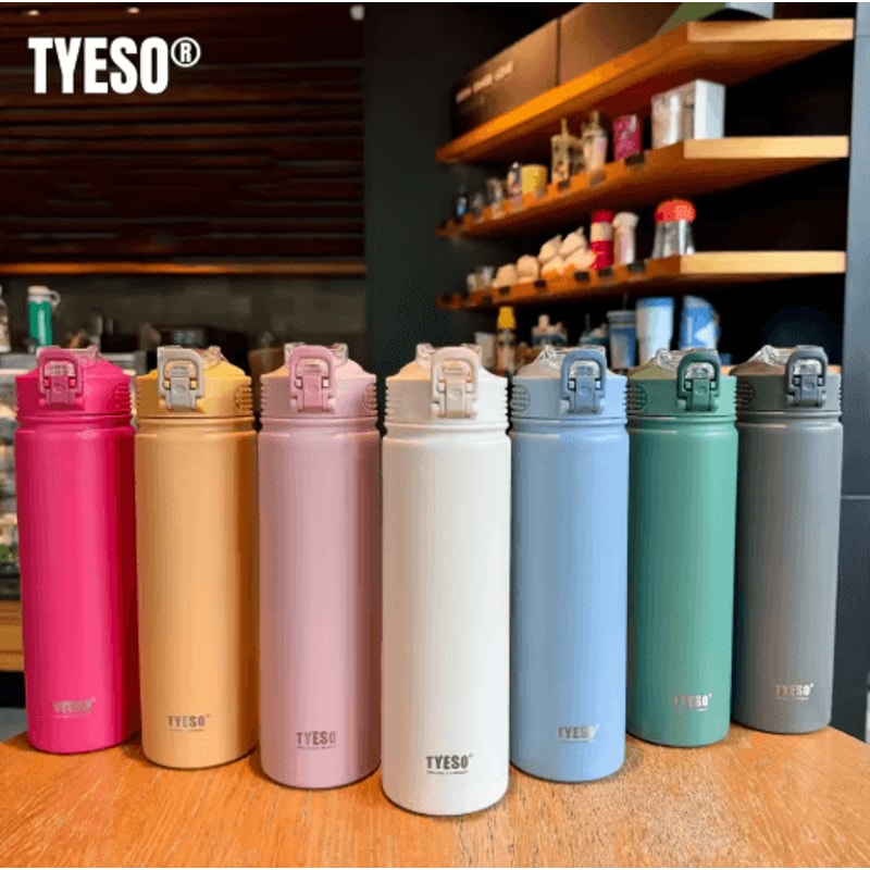 TYESO Stainless Steel Thermos Bottle With Straw 600ml 750ml Thermal Mug 18