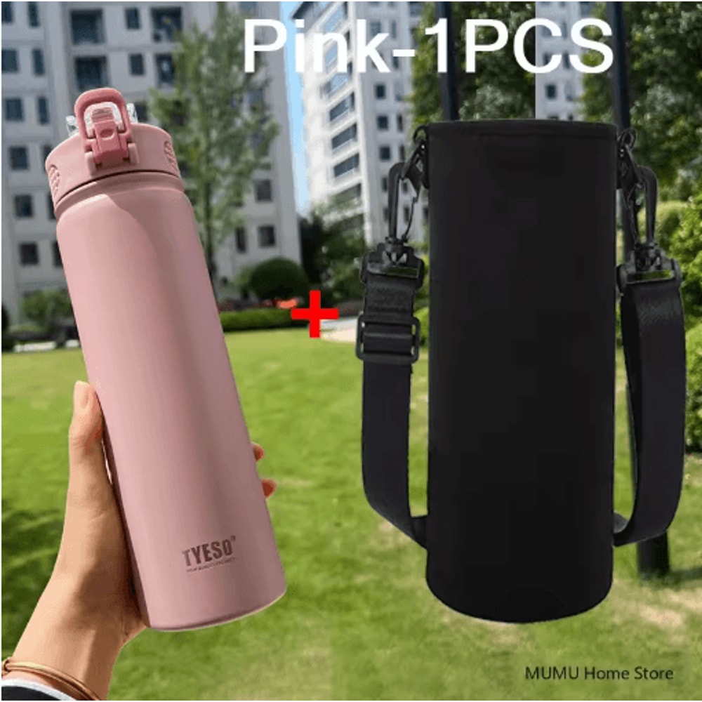 TYESO Stainless Steel Thermos Bottle With Straw 600ml 750ml Thermal Mug 8