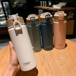 tyeso stainless steel thermos bottle with straw 600ml 750ml thermal mug