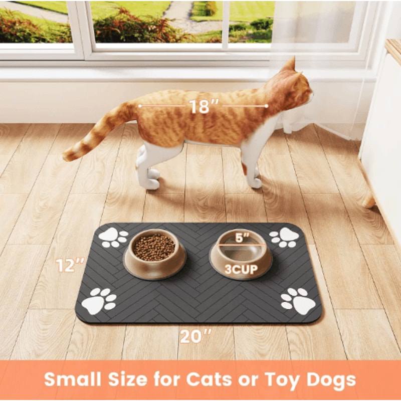 Absorbent Pet Feeding Mat With Waterproof Backing Quick Dry Placemat For Dogs And Cats 7