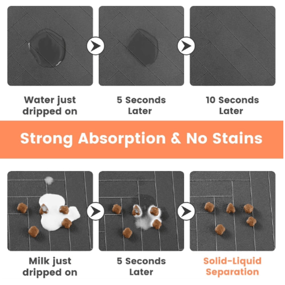 Absorbent Pet Feeding Mat With Waterproof Backing Quick Dry Placemat For Dogs And Cats 11