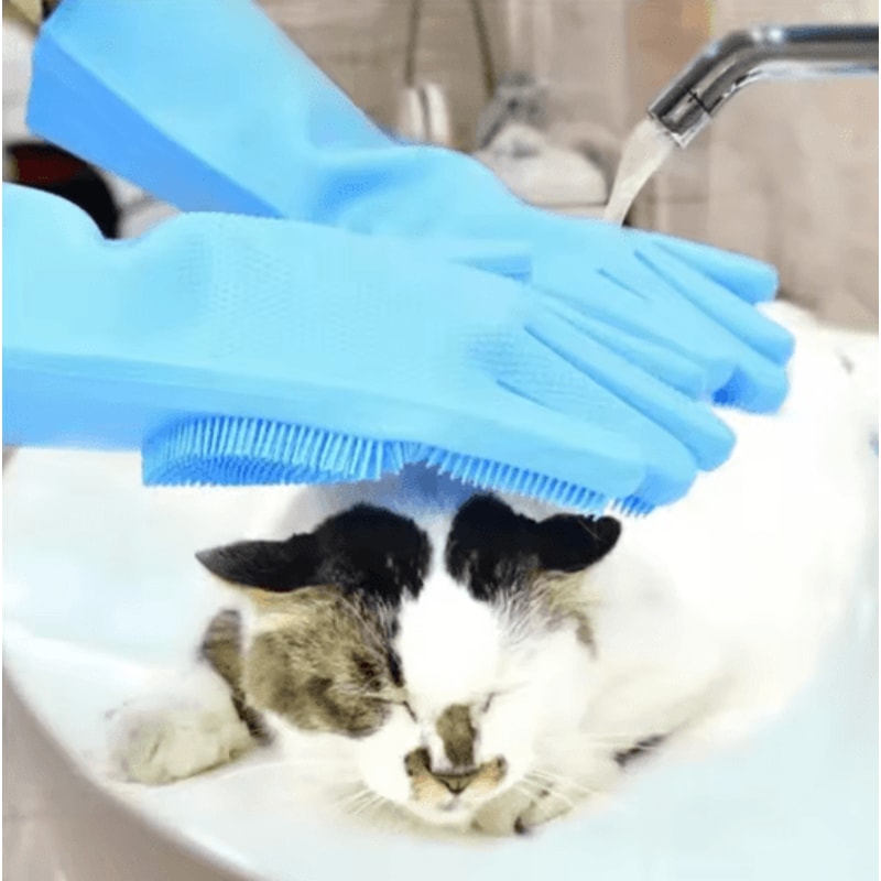 Silicone Cat Bathing Glove Gentle Grooming And Shampoo Massage Brush 8