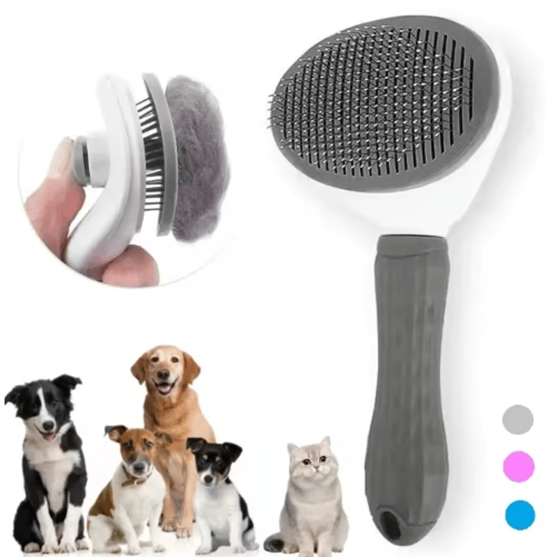 Self Cleaning Pet Hair Remover Brush Dematting Grooming Comb For Dogs And Cats 0