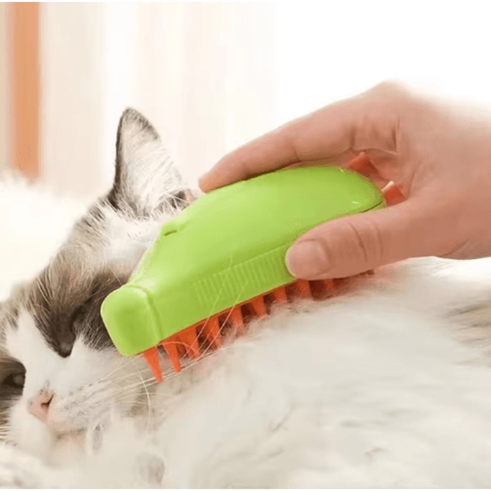 Cute Pink Silicone Pet Steam Massage Brush Floating Hair Bath And Grooming Comb 3