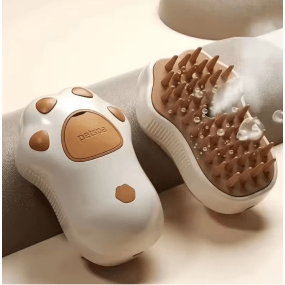 Cute Pink Silicone Pet Steam Massage Brush Floating Hair Bath And Grooming Comb 4