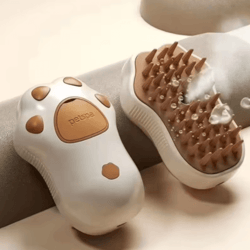 cute pink silicone pet steam massage brush floating hair bath and grooming comb