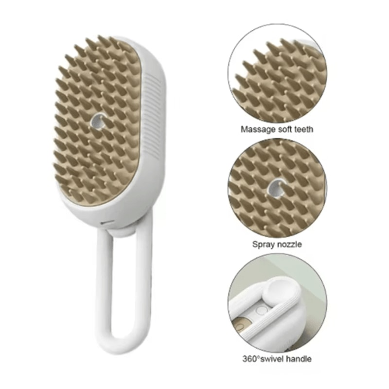 Cat Pet Steam Spray Massage Brush One Button Folding Grooming Comb With Floating Hair Design 3