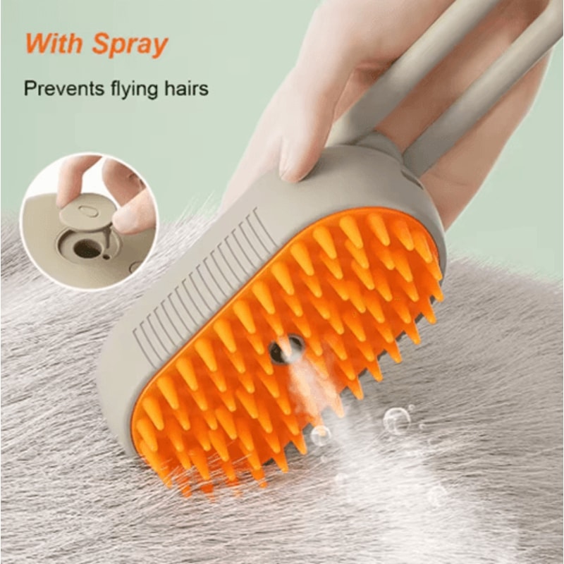Cat Pet Steam Spray Massage Brush One Button Folding Grooming Comb With Floating Hair Design 5