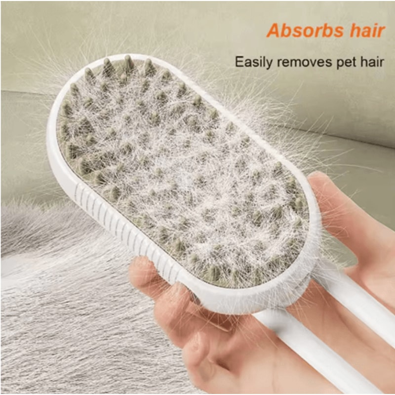 Cat Pet Steam Spray Massage Brush One Button Folding Grooming Comb With Floating Hair Design 6
