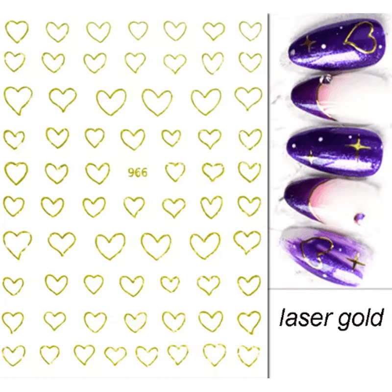 3D Nail Art Stickers Set Love Hearts Stars And Clouds French Tip Decals 1