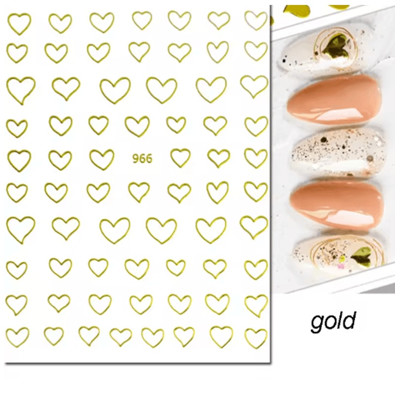 3D Nail Art Stickers Set Love Hearts Stars And Clouds French Tip Decals 2