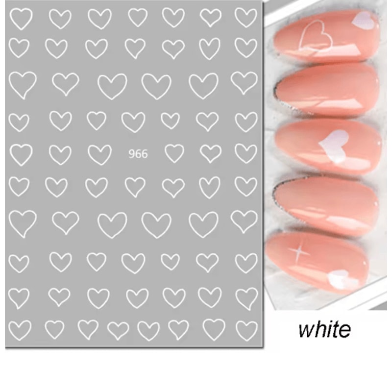 3D Nail Art Stickers Set Love Hearts Stars And Clouds French Tip Decals 3