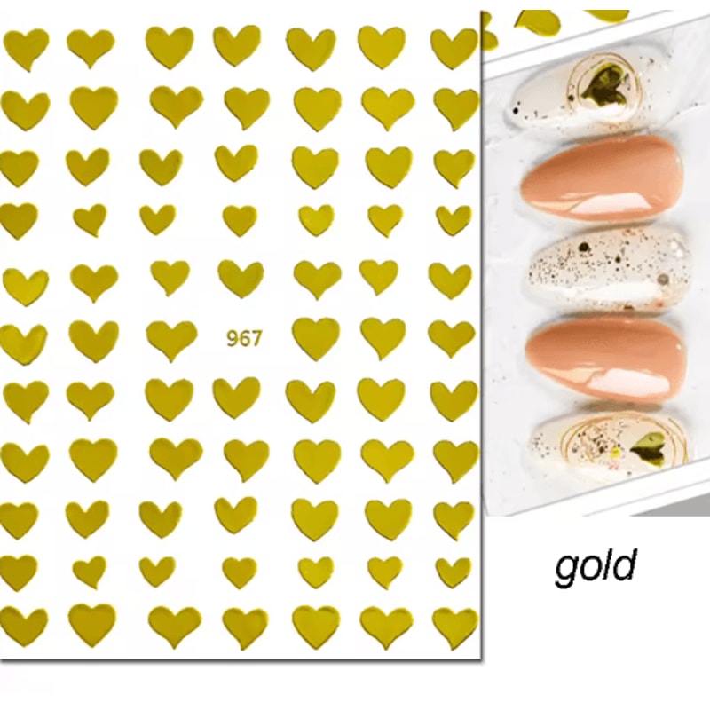 3D Nail Art Stickers Set Love Hearts Stars And Clouds French Tip Decals 5