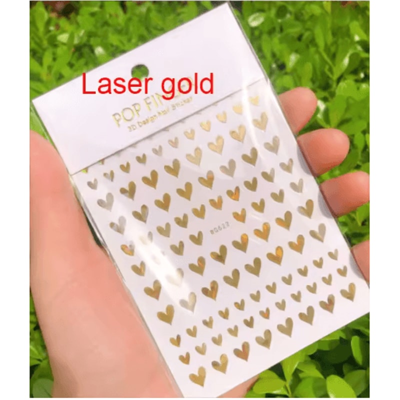 3D Nail Art Stickers Set Love Hearts Stars And Clouds French Tip Decals 11