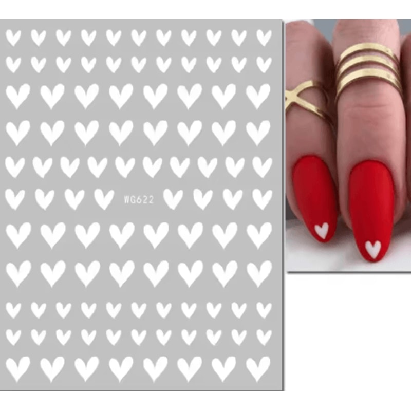 3D Nail Art Stickers Set Love Hearts Stars And Clouds French Tip Decals 15
