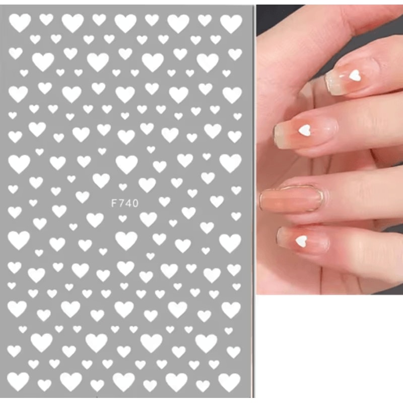 3D Nail Art Stickers Set Love Hearts Stars And Clouds French Tip Decals 16