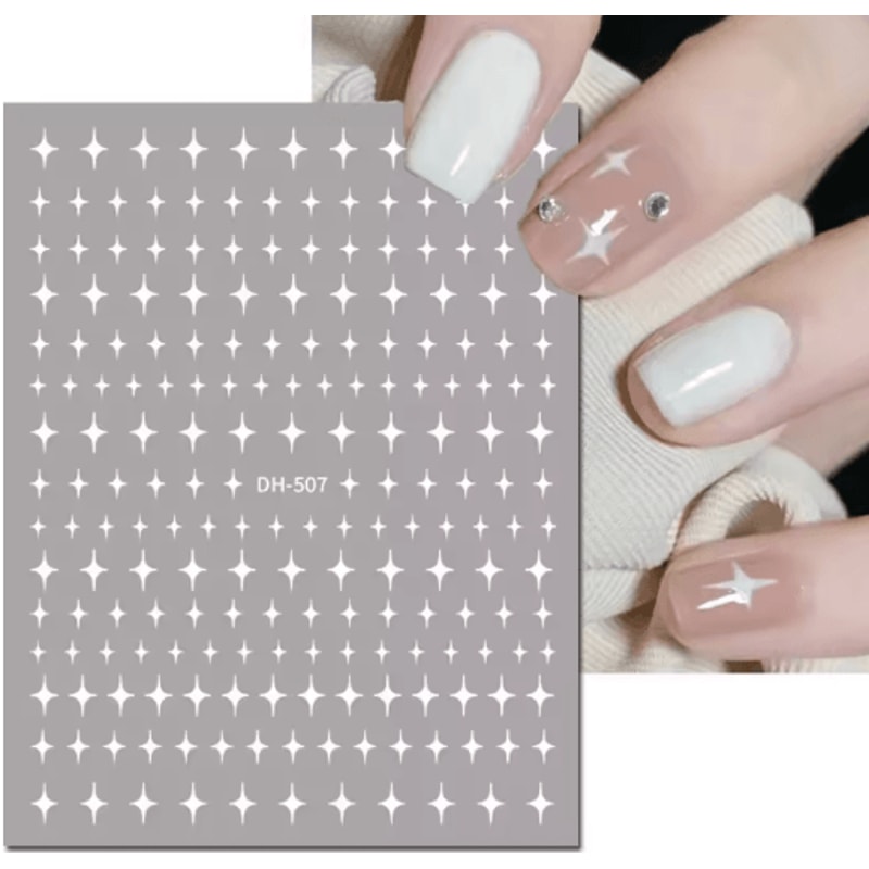 3D Nail Art Stickers Set Love Hearts Stars And Clouds French Tip Decals 0