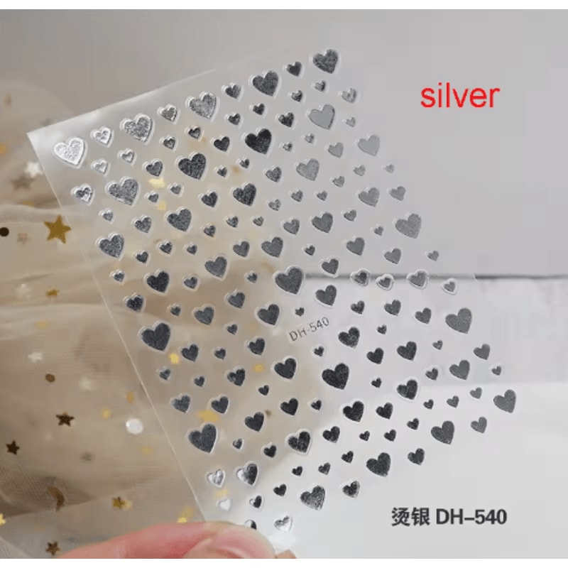 3D Nail Art Stickers Set Love Hearts Stars And Clouds French Tip Decals 19