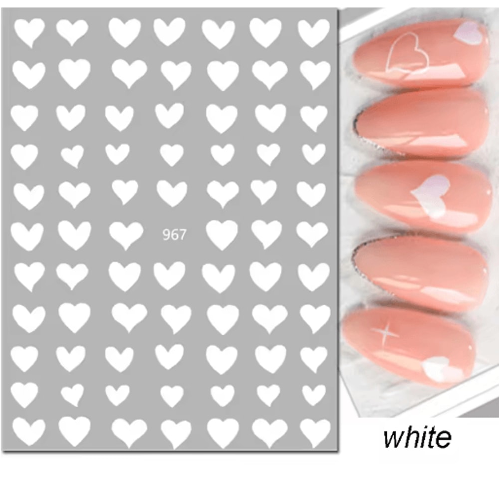 3D Nail Art Stickers Set Love Hearts Stars And Clouds French Tip Decals 7