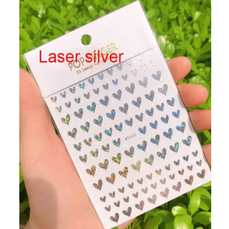 3D Nail Art Stickers Set Love Hearts Stars And Clouds French Tip Decals 9