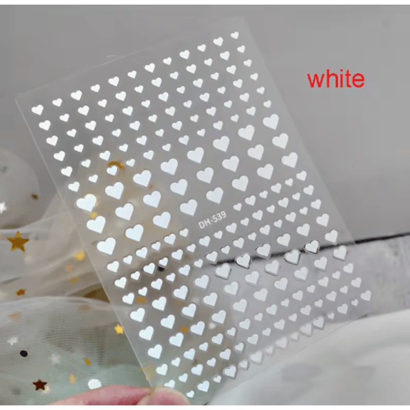 3D Nail Art Stickers Set Love Hearts Stars And Clouds French Tip Decals 20