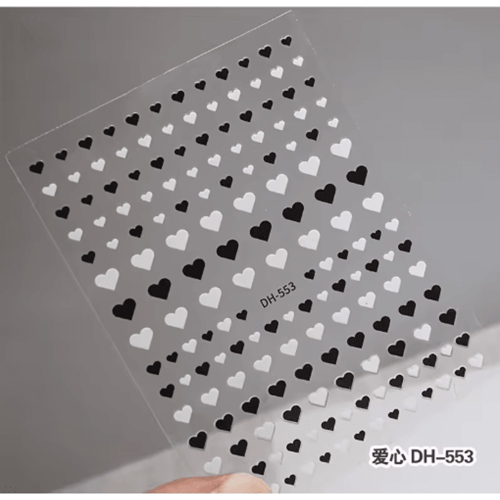 3D Nail Art Stickers Set Love Hearts Stars And Clouds French Tip Decals 21