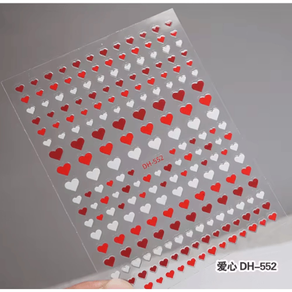 3D Nail Art Stickers Set Love Hearts Stars And Clouds French Tip Decals 22