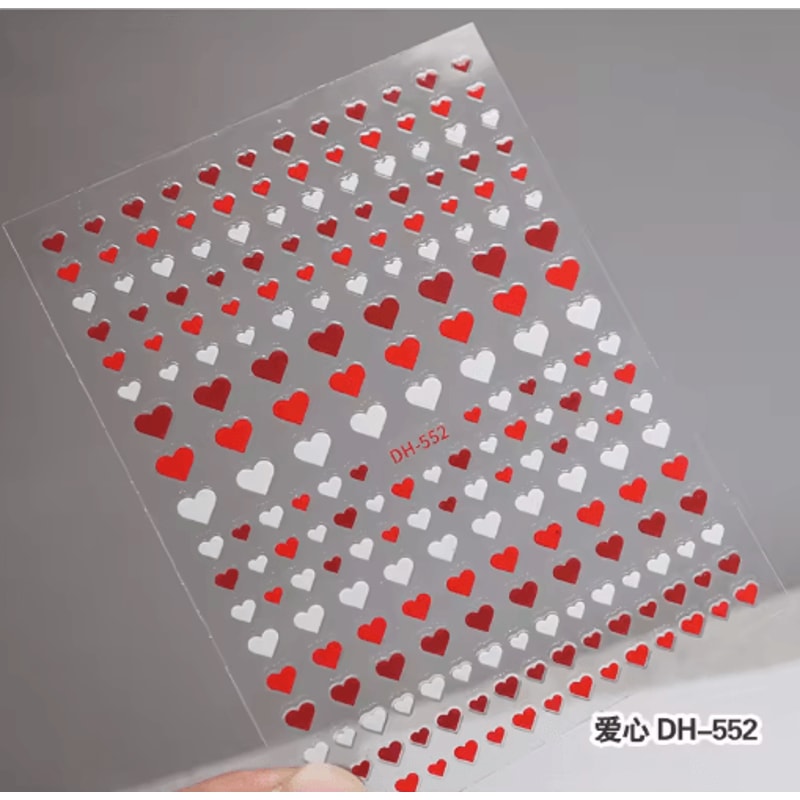 3D Nail Art Stickers Set Love Hearts Stars And Clouds French Tip Decals 22