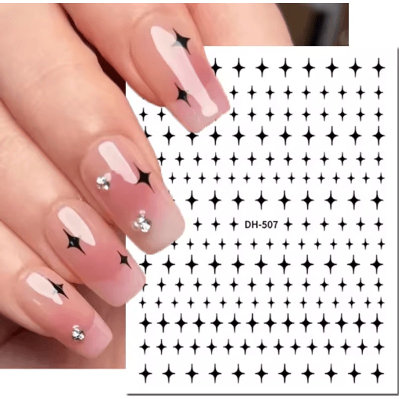 3D Nail Art Stickers Set Love Hearts Stars And Clouds French Tip Decals 23