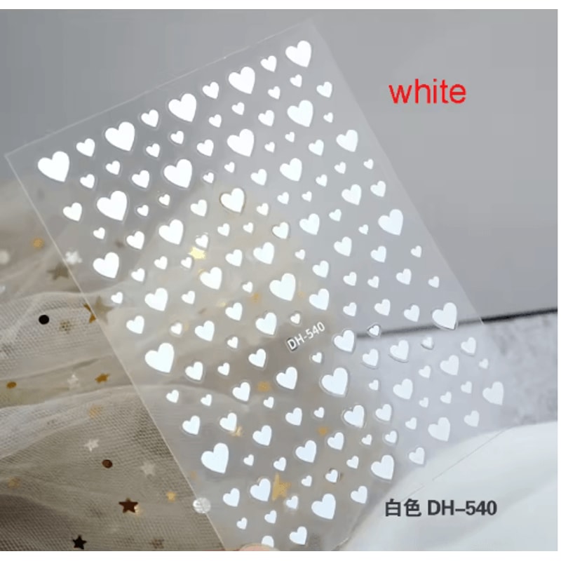 3D Nail Art Stickers Set Love Hearts Stars And Clouds French Tip Decals 24