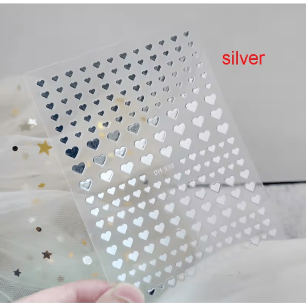 3D Nail Art Stickers Set Love Hearts Stars And Clouds French Tip Decals 25