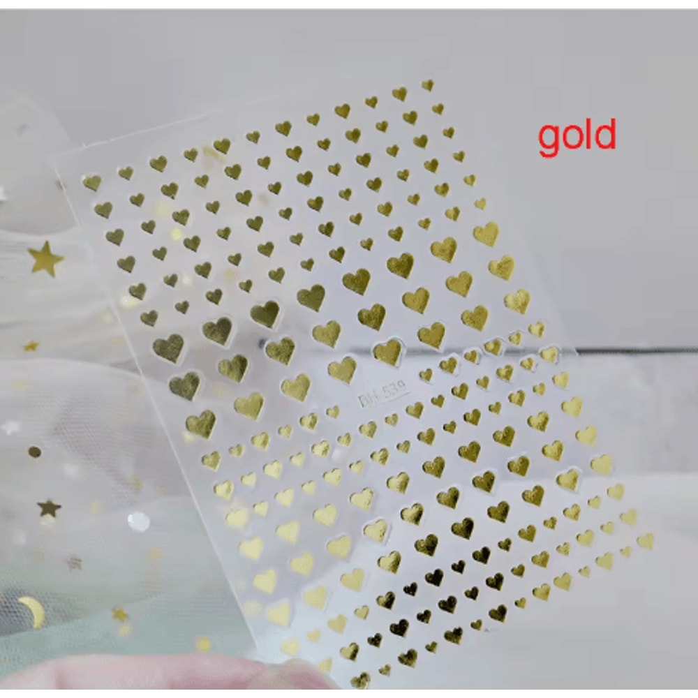 3D Nail Art Stickers Set Love Hearts Stars And Clouds French Tip Decals 27