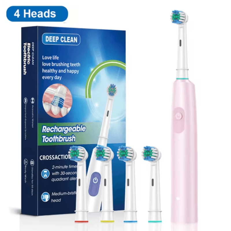 Rotary Rechargeable Electric Toothbrush For Adults 8 Soft Brush Heads 4