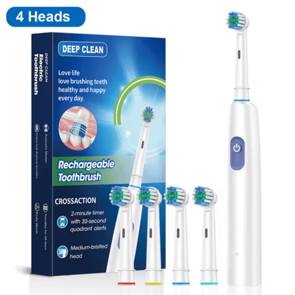 Rotary Rechargeable Electric Toothbrush For Adults 8 Soft Brush Heads 5